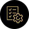icon of checklist with gear
